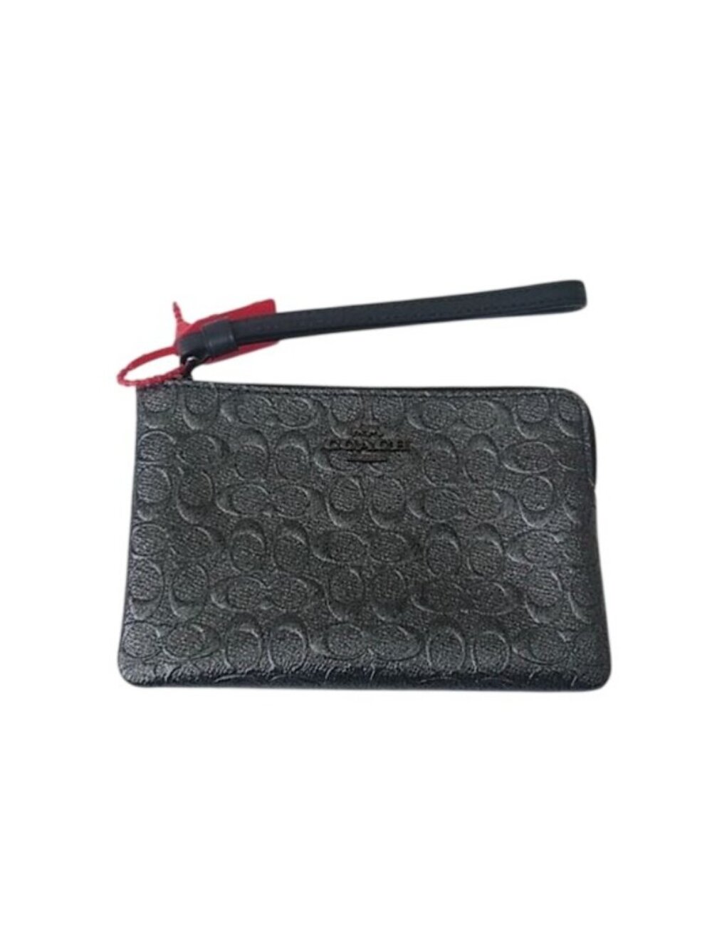 Coach F39168 Signature Glitter Patent Leather Corner Zip Wristlet, QB/Charcoal - Picture 3 of 9